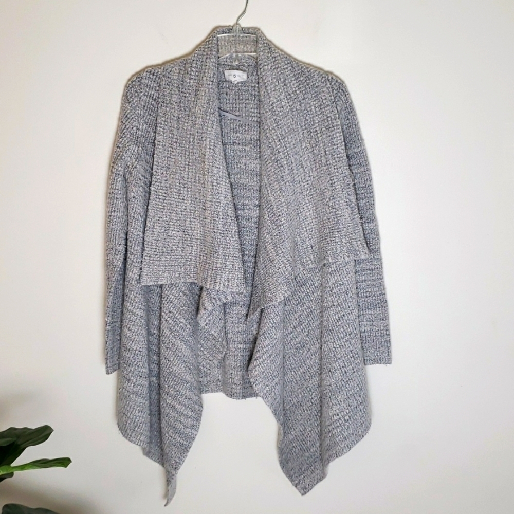 Lou & grey waterfall cardigan sweater, gray, oversized, chunky, women's size XS.